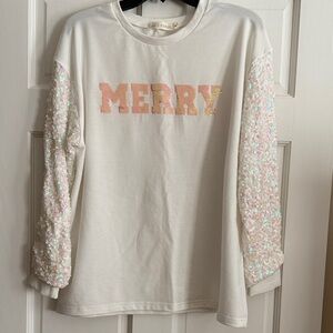 Merry Sequin Sleeve Top